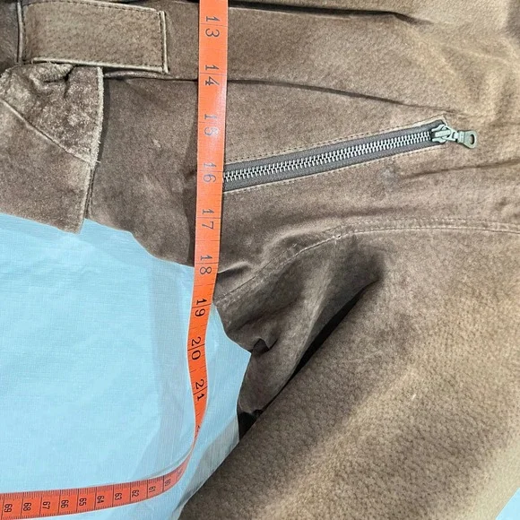 OutBrook Vintage Brown Suede Leather Bomber Jacket Faux Fur Collar Women Large - Picture 8 of 9